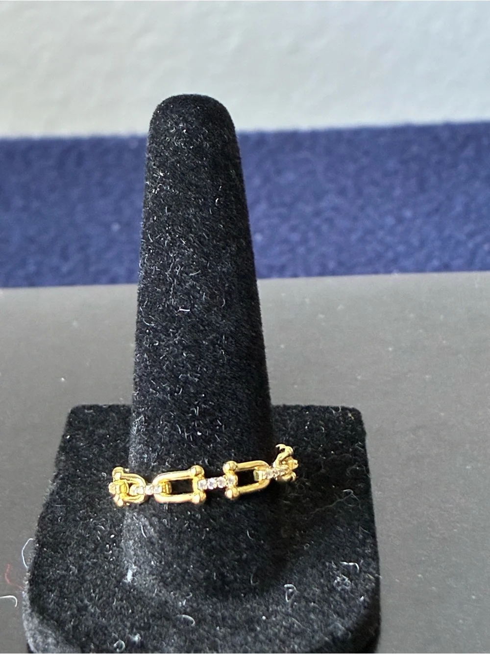 Sterling Silver 925 Gold Link Chain Ring Sz 8